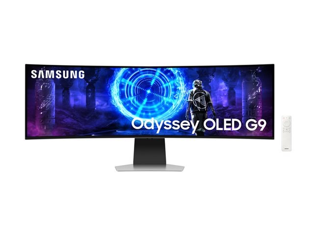 Samsung Odyssey OLED G9 S49DG954SU - G95SD Series - OLED monitor - Smart - gaming - curved - 49\" - 5120 x 1440 Dual Quad HD @ 240 Hz - 250 cd/m² - 1000000:1 - HDR10+ Gaming, HDR10 - 0.03 ms - DisplayPort, Micro HDMI, HDMI - speakers - silver
