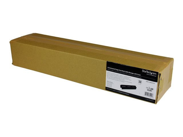 StarTech.com Horizontal 2U Server Rack Cable Management Finger Duct w/ Cover - 19\" Network Rack Wire Duct Raceway Panel - Slotted Wire Duct (CMDUCT2U) - Rack cable management panel - black - 2U - 19\" - for P/N: RACK-18U-20-WALL-OA, RACK-21U-20-WALL-O
