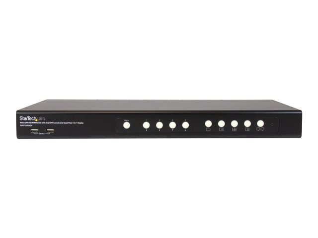 StarTech.com 4 Port DVI USB KVM Switch with Dual DVI Console and Quad View 4-in-1 Display - KVM Switch with Quad Screen Splitter (SV431DVIUAQV) - KVM / audio / USB switch - 4 x KVM / audio / USB - 1 local user - desktop, rack-mountable - for P/N: SVA