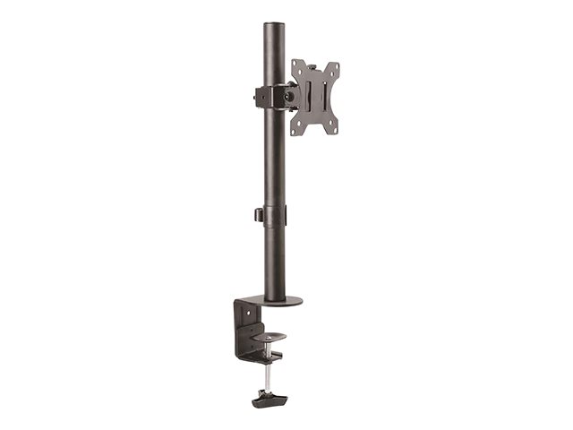 StarTech.com Single Monitor Desk Mount, Single Screen Heavy Duty Pole Mount for up to 8kg VESA Compatible Displays, Ergonomic Height Adjustable Monitor Arm Mount, Desk Clamp/Grommet - Small Footprint Design (ARMPIVOTV2) - Mounting kit (desk clamp mount, pole clamp, pole, grommet plate, washers, cable management clip) - for Monitor - plastic, steel - black - screen size: 13\"-32\" - C-clamp, grommet, desk-mountable
