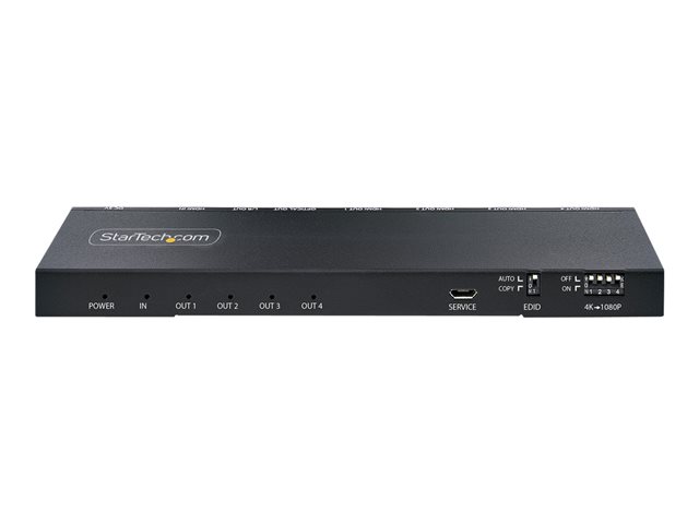 StarTech.com 4-Port HDMI Splitter, 4K 60Hz HDMI 2.0 Video, 1 In 4 Out HDMI Splitter, 4K HDMI Splitter w/Built-in Scaler, 3.5mm/Optical Audio Port, Durable Metal Housing, HDR/HDCP - 1x4 HDMI Display/Output Splitter (HDMI-SPLITTER-44K60S) - Video/audio