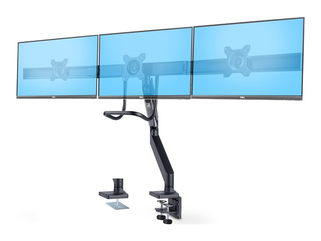 StarTech.com Crossbar Triple Monitor Desk Mount, VESA 75x75/100x100 - Mounting kit - adjustable arm - for 3 LCD displays - triple monitor mount - aluminium, steel, plastic - black - screen size: 17\"-27\" - desk-mountable