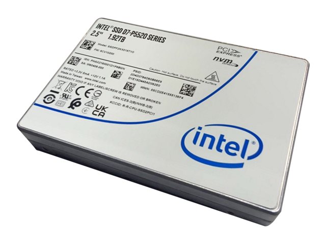 Intel P5520 - SSD - Read Intensive - encrypted - 7.68 TB - hot-swap - 2.5\" - U.2 PCIe 4.0 x4 (NVMe) - Self-Encrypting Drive (SED), TCG Opal Encryption 2.01 - for ThinkSystem SD630 V2, SN550 V2, SR630 V2, SR650 V2, SR670 V2, SR850 V2, SR860 V2, ST650 V2