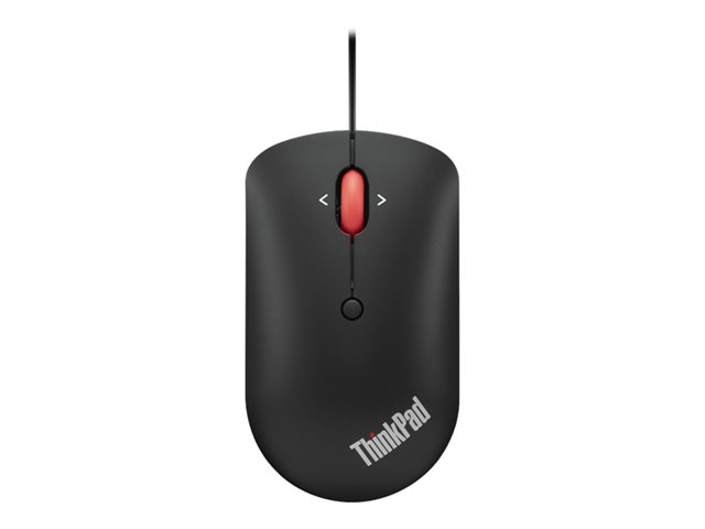 Lenovo ThinkPad Compact - Mouse - right and left-handed - optical - 4 buttons - wired - USB, USB-C - raven black - OEM