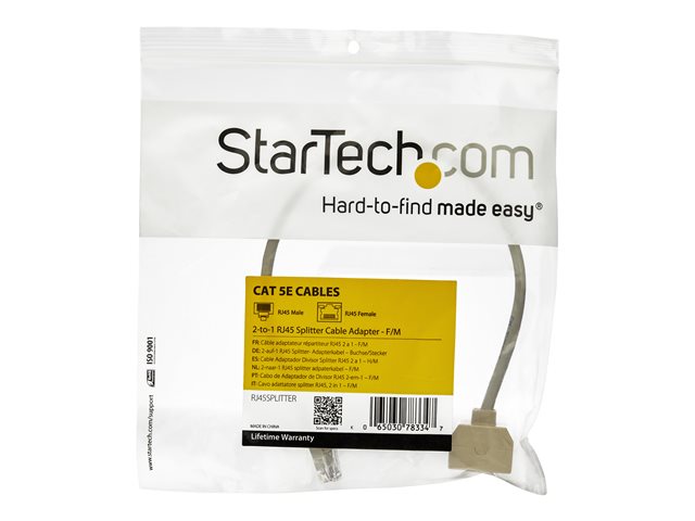 StarTech.com 2-to-1 RJ45 10/100 Mbps Splitter/Combiner - One adapter required at each end of the connection - Network splitter - RJ-45 (M) to RJ-45 (F)