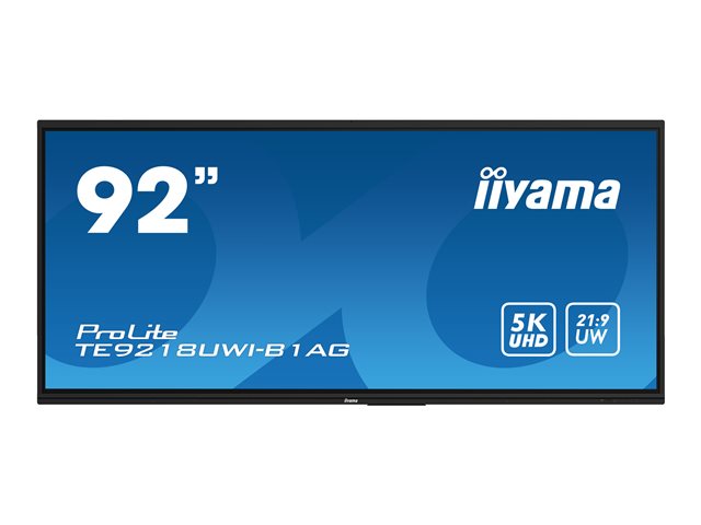 iiyama ProLite TE9218UWI-B1AG - 92\" Diagonal Class (91.5\" viewable) LED-backlit LCD display - interactive digital signage - with touchscreen (multi touch) / optional slot-in PC capability - 5K UHD (2160p) 5120 x 2160 - black bezel with matte finish