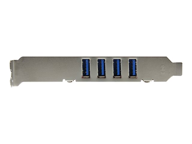StarTech.com 4 Port PCI SuperSpeed USB 3.0 Adapter Card with SATA/SP4 Power - Quad Port PCI USB 3 Controller Card (PCIUSB3S4) - USB adapter - PCI-X low profile - USB 3.0 x 4 - red - for P/N: HBS304A24A, S3510BMU33, S3510SMU33, UNI251BMU33, USB221SS