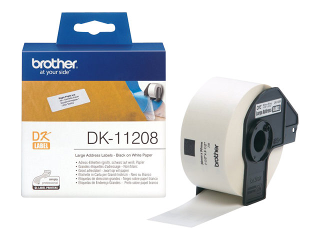 Brother DK-11208 - Black on white - 400) address labels - for Brother QL-1050, 1060, 1110, 500, 550, 560, 570, 580, 600, 650, 700, 710, 720, 820