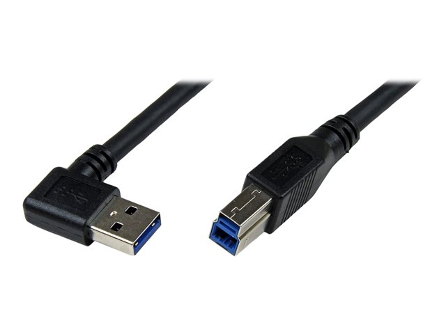 StarTech.com 1m Black SuperSpeed USB 3.0 Cable - Right Angle A to B - 3 ft USB 3 Cable - Right Angle USB 3.0 A (M) to USB 3.0 B (M) (USB3SAB1MRA) - USB cable - USB Type B (M) to USB Type A (M) - USB 3.0 - 1 m - molded, right-angled connector - black - for P/N: HB30A4AIB, HB30C4AIB, HB31C4AB, S351BMU33ET, S351BMU33ETG, S352BU313R, SDOCK2U313R