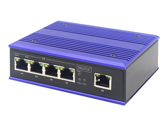 INDUSTRIAL 4-PORT FAST ETHERNET POE SWITCH 1 UPLINK PORTDIN RAIL EXTEND. TEMP. RANGE
