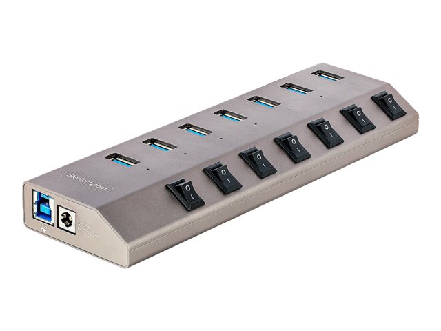 StarTech.com 7-Port Self-Powered USB-C Hub with Individual On/Off Switches, USB 3.0 5Gbps Expansion Hub w/Power Supply, Desktop/Laptop USB-C to USB-A Hub, 7x BC 1.2 (1.5A), USB Type C Hub - USB-C/A Host Cables (5G7AIBS-USB-HUB-EU) - Hub - 7 x USB 3.2