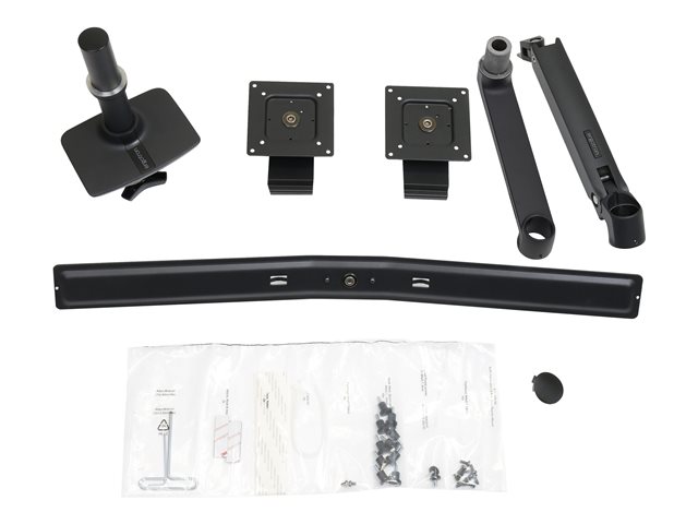 Ergotron LX - Mounting kit (articulating arm, extension, base, 2-piece desk clamp, dual displays bow, 2 pivots, 8\" pole) - for 2 LCD displays - dual direct - matte black - screen size: up to 25\"