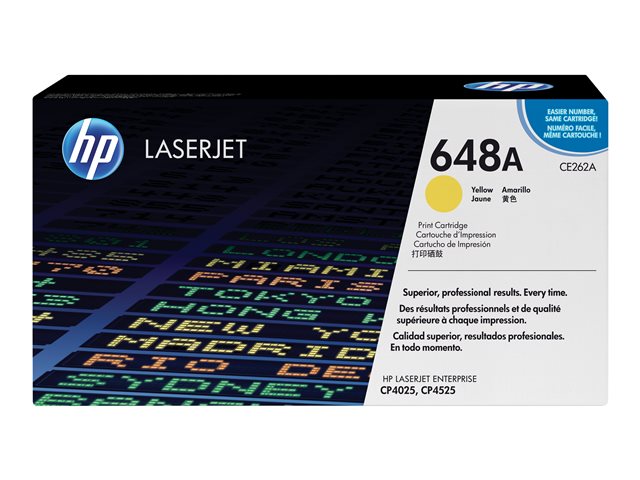 HP 648A - Yellow - original - LaserJet - toner cartridge (CE262A) - for Color LaserJet Enterprise CP4025dn, CP4025n, CP4525dn, CP4525n, CP4525xh