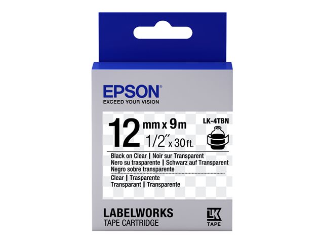 Epson LabelWorks LK-4TBN - Black on transparent - Roll (1.2 cm x 9 m) 1 roll(s) label tape - for LabelWorks LW-1000, LW-300, LW-400, LW-600, LW-700, LW-900, LW-K400, LW-Z700, LW-Z900