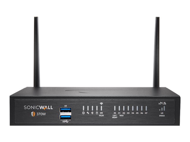 SonicWall TZ Series (Gen 7) TZ370W - Security appliance - with 3 years Advanced Protection Service Suite and Cloud Secure Edge for 1 year SIA-Basic (10 users) and 1 year SPA-Advanced (3 users) - 1GbE - Wi-Fi 5 - 2.4 GHz, 5 GHz - SonicWall Promotional