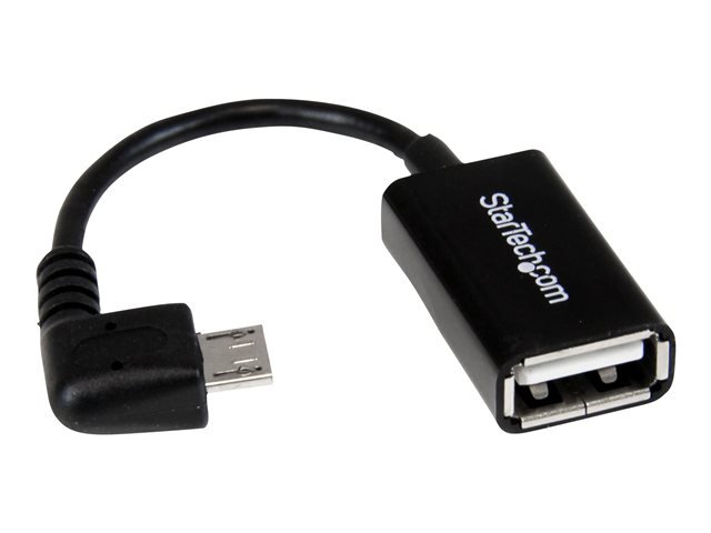 StarTech.com 5in Right Angle Micro USB to USB OTG Host Adapter M/F - Angled Micro USB Male to USB A Female On-The-Go Host Cable Adapter (UUSBOTGRA) - USB adapter - USB (F) to Micro-USB Type B (M) - USB 2.0 OTG - 12.7 cm - right-angled connector - black