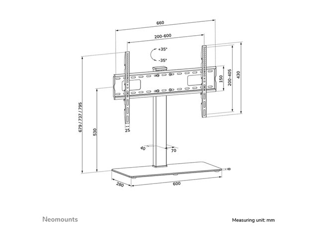 Neomounts DS45-430BL16 - Stand - for TV - steel - black - screen size: 37\"-70\" - desktop stand