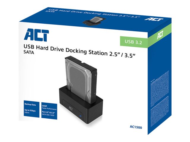 Hardeschijf-/SSD-dokstation - 2,5\" / 3,5\" gedeeld - SATA 6Gb/s - USB 3.2 (Gen 1) - zwart