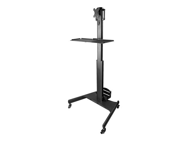 StarTech.com Mobile Workstation Cart with Monitor Mount, CPU/PC Holder, Keyboard Tray, Ergonomic Height Adjustable Desktop Computer Cart, Rolling Mobile Standing Workstation on Wheels - Portable Stand-Up Cart - Cart - for LCD display / PC equipment - steel - black
