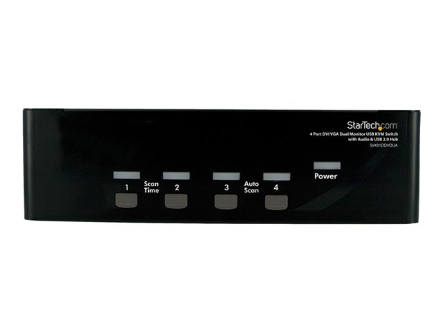 StarTech.com 4 Port DVI VGA Dual Monitor KVM Switch USB with Audio and USB 2.0 Hub (SV431DDVDUA) - KVM / audio / USB switch - 4 x KVM / audio / USB - 1 local user - desktop - for P/N: IM12D1500P, SVA12M2NEUA, SVA12M5NA, USBDVI4N1A6, USBVGA4N1A10, USBVGA4N1A6