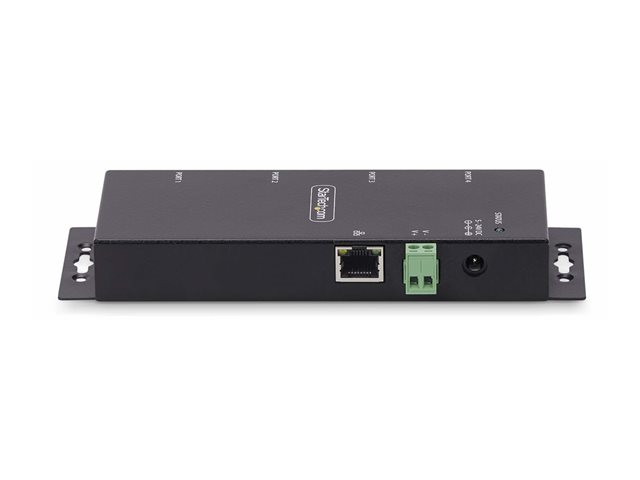 StarTech.com 4P Serial to Ethernet Adapter, IP LAN to RS232 DB9 Converter - Device server - 4 ports - 100Mb LAN, RS-232 - wall / DIN rail mountable - TAA Compliant - for P/N: AT925FM, GC9SF, SCNM9FF, SCNM9FM