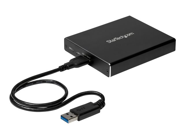StarTech.com Dual-Slot Hard Drive Enclosure for M.2 SATA SSDs - USB 3.1 (10Gbps) - Aluminum - M.2 to SATA - Raid Drive Enclosure (SM22BU31C3R) - Flash storage array - 2 bays - USB 3.1 (external) - for P/N: TBLT3MM1MA, TBLT3MM2M, TBLT3MM2MA