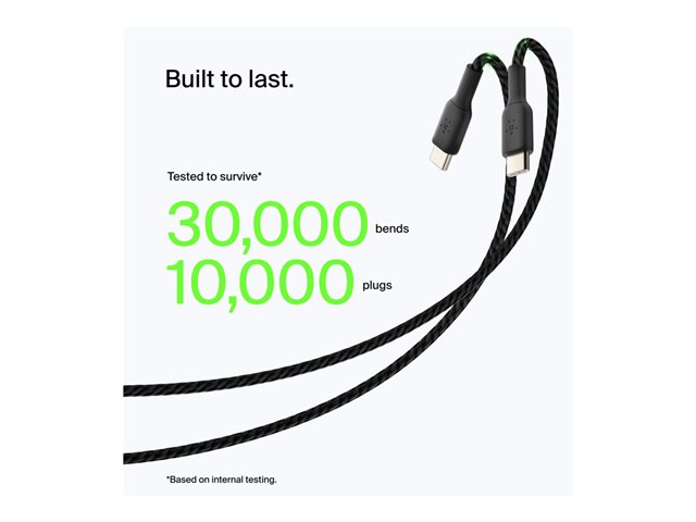 Belkin BoostCharge - USB cable - 24 pin USB-C (M) to USB (M) - 3 m - black