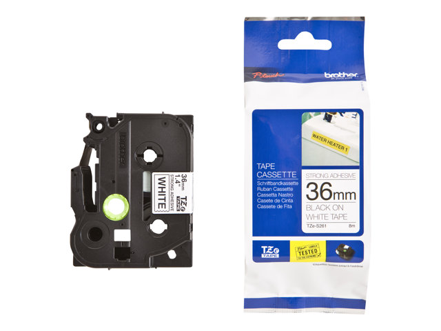 Brother TZe-S261 - Extra strength adhesive - black on white - Roll (3.6 cm x 8 m) 1 cassette(s) laminated tape - for P-Touch PT-3600, 9200, 9400, 9500, 9600, 9800, D800, P-Touch Cube PT-P910