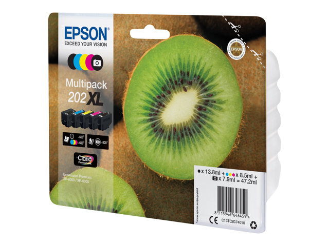 Epson 202XL Multipack - 5-pack - 47.2 ml - XL - black, yellow, cyan, magenta, photo black - original - blister with RF/acoustic alarm - ink cartridge - for Expression Premium XP-6000, XP-6005