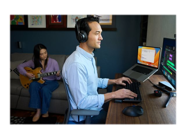 Kensington Pro Fit Ergo TB450 EQ - Trackball - ergonomic - optical - 7 buttons - wireless - 2.4 GHz, Bluetooth - USB wireless receiver