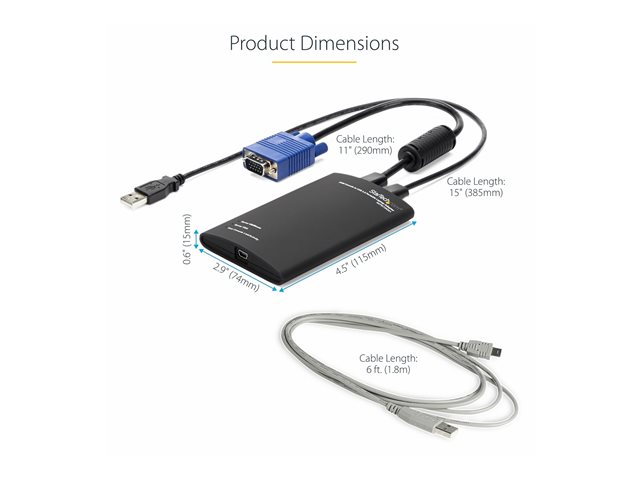 StarTech.com Crash Cart Adapter - 1920 x 1200 - Portable Laptop USB 2.0 to KVM Console (NOTECONS01) - KVM switch - 1 x KVM port(s) - 1 local user - desktop