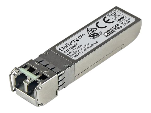 StarTech.com HPE AJ716B Compatible SFP+ Module, 8G Fiber Channel SW, 8GbE Multi Mode (MMF) Fiber Optic Transceiver, LC Connector, 300m, 850nm, DDM, HPE SN4000, SN6500, SN8600B, Mini GBIC - Lifetime Warranty (AJ716BST) - SFP+ transceiver module (equivalent to: HP AJ716B) - 2Gb Fibre Channel (SW), 4Gb Fibre Channel (SW), 8Gb Fibre Channel (SW) - Fibre Channel - LC multi-mode - up to 300 m - 850 nm