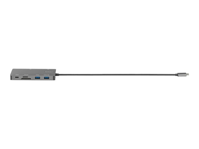 StarTech.com USB C Multiport Adapter, HDMI 4K 30Hz or VGA Travel Dock, 5Gbps USB 3.0 Hub (USB A / USB C Ports), 100W Power Delivery, SD/MicroSD Slot, GbE, 12\" (30cm) Long Attached Cable - USB C Mini Dock - Docking station - USB-C 3.2 Gen 1 - HDMI, VGA - 1GbE