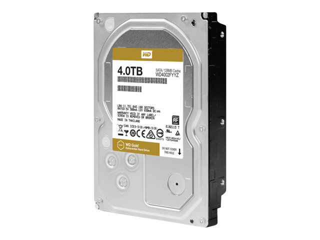 WD Gold Datacenter Hard Drive WD4002FYYZ - Hard drive - 4 TB - internal - 3.5\" - SATA 6Gb/s - 7200 rpm - buffer: 128 MB