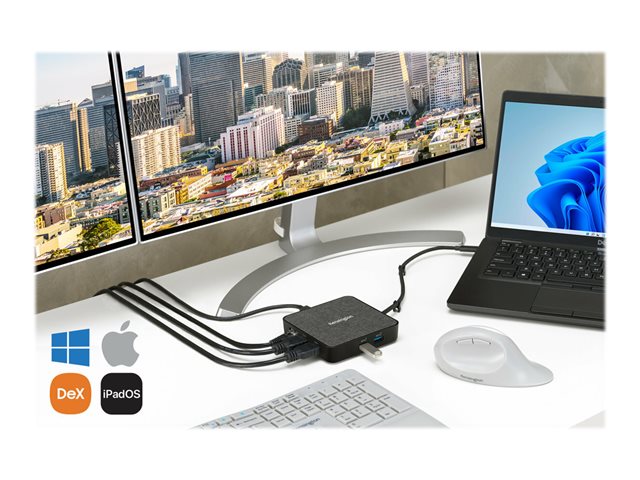 Kensington MD120U4 - Docking station - USB-C / USB4 / Thunderbolt 3 / Thunderbolt 4 - 2 x HDMI - 1GbE, 2.5GbE