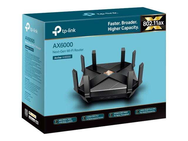 TP-Link Archer AX6000 - Wireless router - 8-port switch - GigE, 2.5 GigE - 802.11a/b/g/n/ac/ax - Dual Band