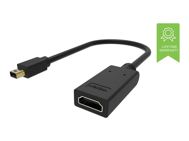 VISION Professional installation-grade Mini DisplayPort to HDMI adaptor - LIFETIME WARRANTY - 4K 60Hz - gold connectors - HDMI 2.0 - does not convert HDMI to DP - mDP (M) to HDMI (F) - ATI eyefinity multi-screen display - overall length 225 mm -  outer 5.5 mm - 30 AWG - black