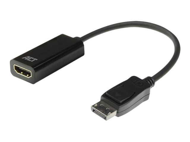 ACT - Videoadapter - DisplayPort male vergrendeling naar HDMI female - 15 cm - zwart - ondersteunt 4K30Hz (3840 x 2160), 1920 x 1080 bij 60 Hz-ondersteuning