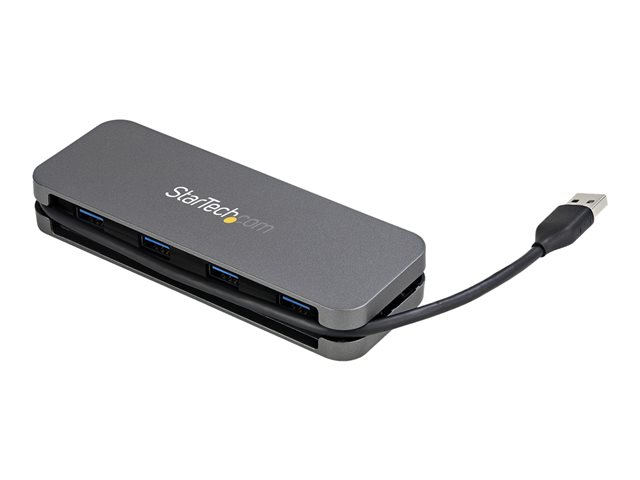 StarTech.com 4 Port USB 3.0 Hub, 4x USB-A, 5Gbps Laptop/Desktop USB Type-A Hub, USB Bus Powered, 11\" Long Cable with Cable Management (HB30AM4AB) - Hub - 4 x USB 3.2 Gen 1 - desktop