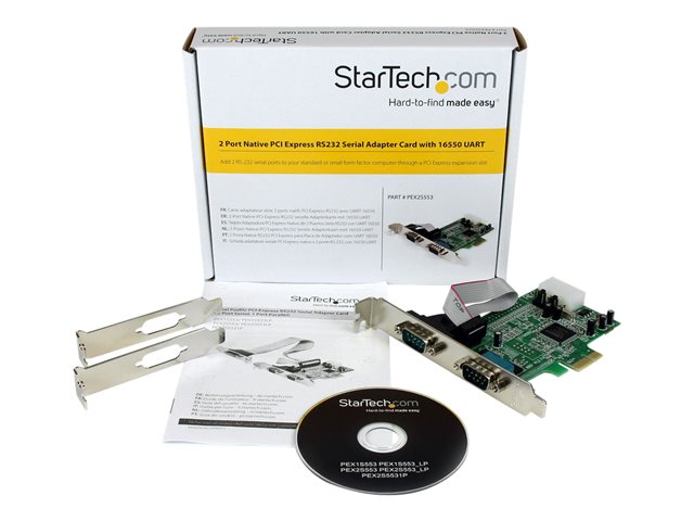 StarTech.com 2 Port Native PCI Express RS232 Serial Adapter Card with 16550 UART (PEX2S553) - Serial adapter - PCIe low profile - RS-232 x 2 - for P/N: BNDTB10GI, BNDTB210GSFP, BNDTB310GNDP, BNDTB410GSFP, BNDTB4M2E1, BNDTBUSB3142