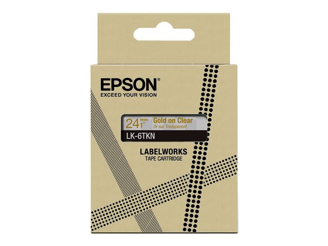 Epson LabelWorks LK-6TKN - Metallic - gold on clear - Roll (2.4 cm x 9 m) 1 cassette(s) hanging box - tape cartridge - for LabelWorks LW-C610