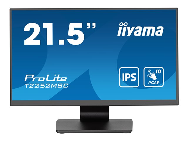 iiyama ProLite T2252MSC-B2 - LED monitor - 22\" (21.5\" viewable) - touchscreen - 1920 x 1080 Full HD (1080p) @ 60 Hz - IPS - 250 cd/m² - 1000:1 - 5 ms - HDMI, DisplayPort - speakers - black, matte finish
