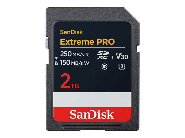 SanDisk Extreme Pro - Flash memory card - 2 TB - Video Class V30 / UHS-I U3 / Class10 - SDXC UHS-I