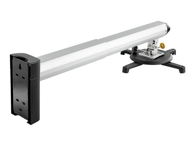 StarTech.com Universal Projector Wall Mount, Projector Mount supports Short & Ultra Short Throw Projectors up to 33lb (15kg), Tilt/Swivel/Rotate, Adjustable height 16.5\" to 27.7\" from Wall - In-wall Cable Routing (PROJWALLMNT) - Bracket - adjustable arm - for projector - plastic, aluminium, steel - silver - wall-mountable