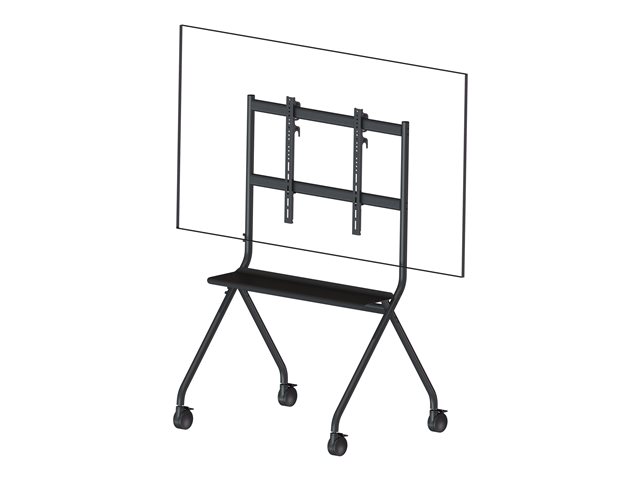 VISION Display Easel Trolley - LIFETIME WARRANTY - Cart fits display 55-100\" with VESA sizes up to 900 x 600 - make any Teams or Zoom setup portable - generous 240 x 250 mm laptop or video conference equipment shelf - SWL 100 kg / 220 lb - 100 mm / 4