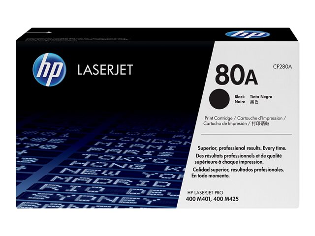 HP 80A - Black - original - LaserJet - toner cartridge (CF280A) - for LaserJet Pro 400 M401, MFP M425