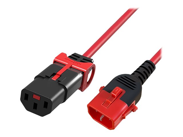 ACT Netsnoer C13 IEC Lock+ - C14 IEC Lock Dual Locking rood 1 m, PC3612. 1 stk