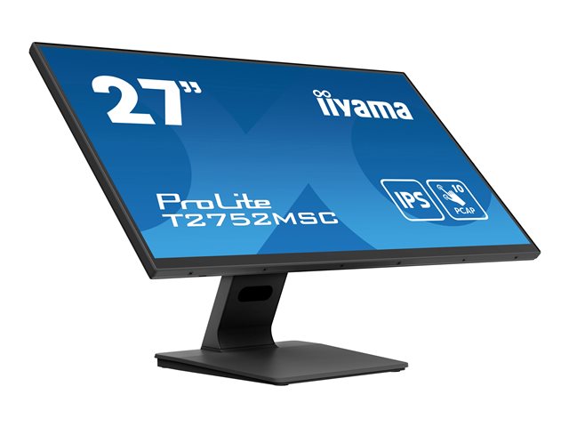 iiyama ProLite T2752MSC-B1 - LED monitor - 27\" - touchscreen - 1920 x 1080 Full HD (1080p) @ 60 Hz - IPS - 400 cd/m² - 1000:1 - 5 ms - HDMI, DisplayPort - speakers - black, matte