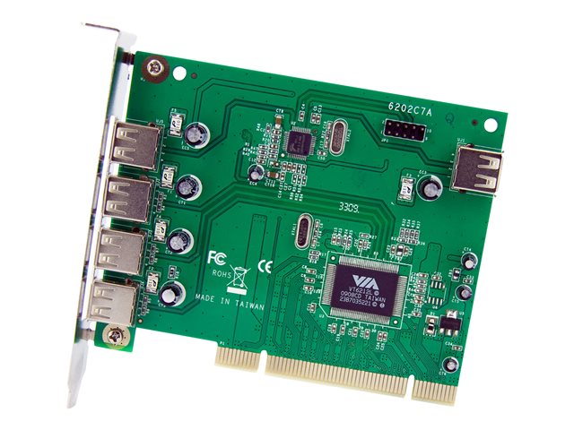StarTech.com 7 Port PCI USB Card Adapter - PCI to USB 2.0 Controller Adapter Card - Full Profile Expansion Card (PCIUSB7) - USB adapter - PCI - USB, USB 2.0 - 7 ports