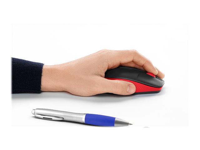 Logitech M190 - Mouse - optical - 3 buttons - wireless - USB wireless receiver - red